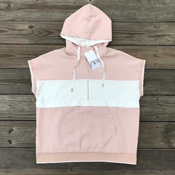 Zara Women Jacket Pink White Tracksuit Sleeve Less - Picture 2 of 8